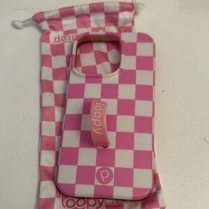 Pink and White Checkered Loopy Phone Case